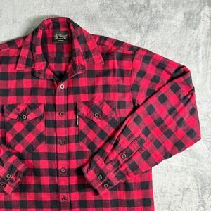 Vermont Flannel Co Mens Med Red Black Buffalo Plaid Button Down Shirt USA Made